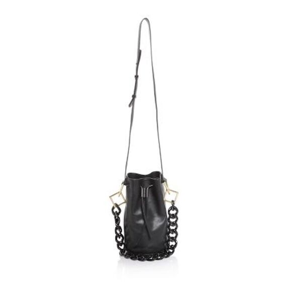 TARA ZADEH Handbags - TARA ZADEH Women's Black Leather Adjustable Strap Bucket Bag